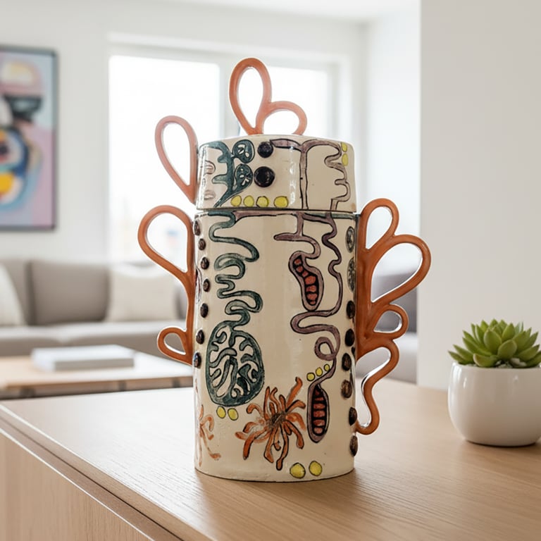 Wonderland lidded jar- handmade ceramic