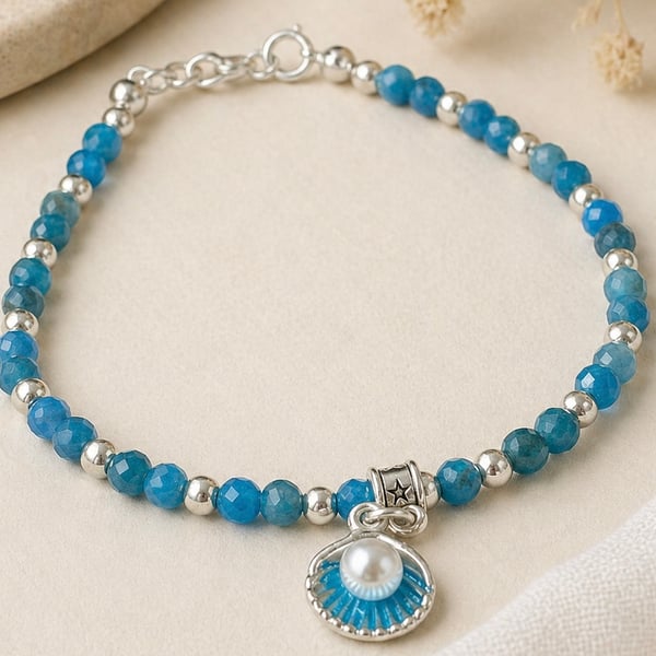 Dainty Teal Blue Apatite Bracelet