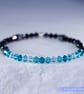 Swarovski and Hematite stretch beaded bracelet turquoise black - Image 2