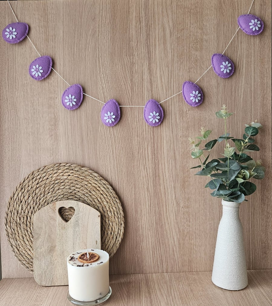 Lavender Felt Egg Garland 