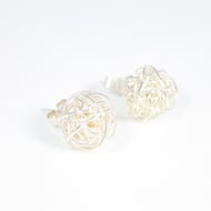 Handmade Silver Wire Bead Stud Earrings