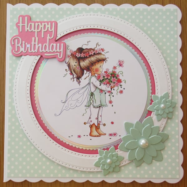 Fairy & Flowers - 7x7" Birthday Card