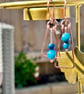 Mismatched Geometric Copper & Apatite Earrings