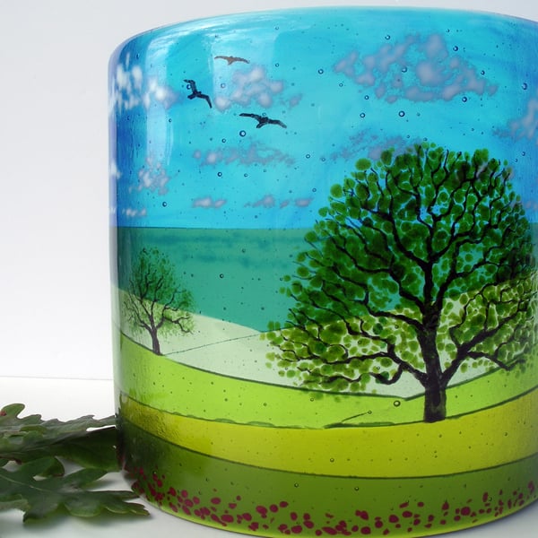 Oak by the Sea fused glass curve