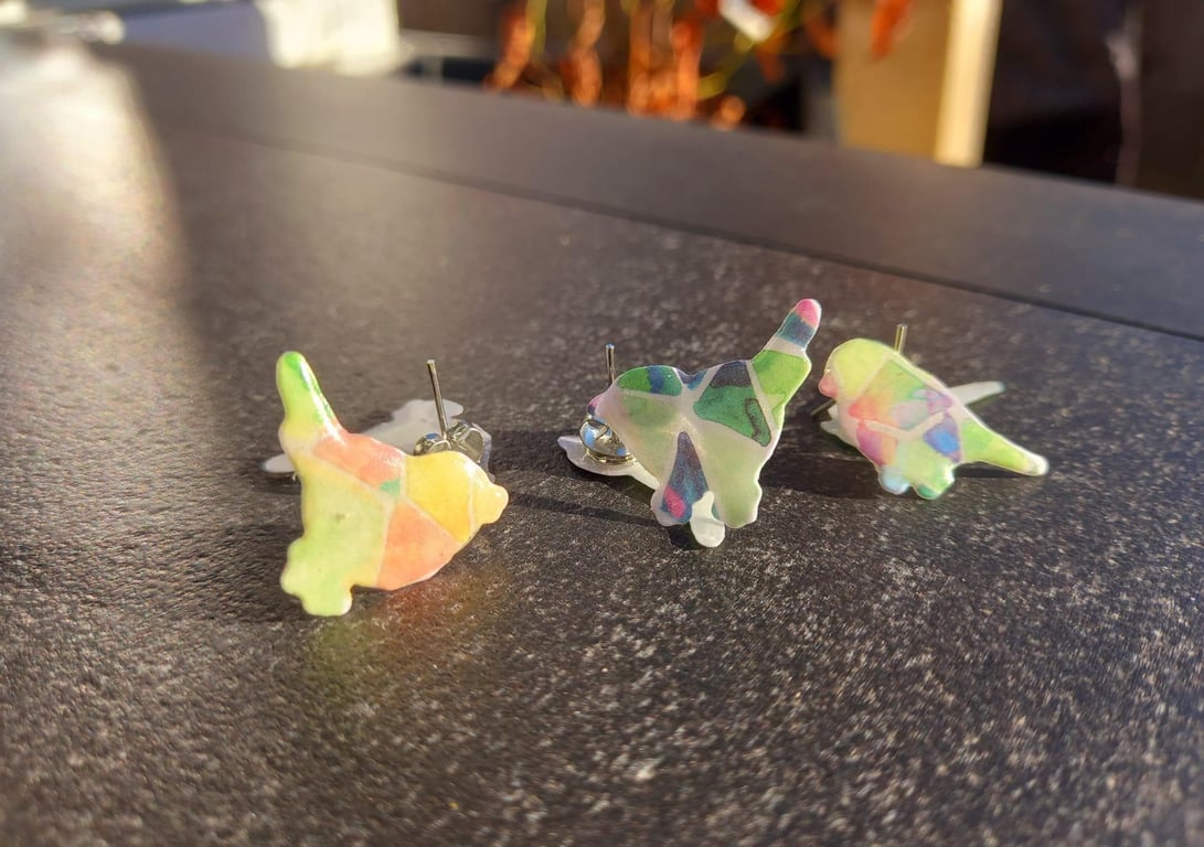Multicoloured Pastle Bird Stud Earrings