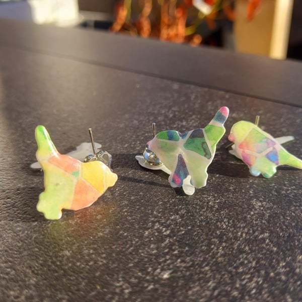 Multicoloured Pastle Bird Stud Earrings