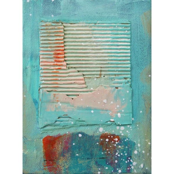 Textured Abstract Painting Marine Coastal Inspired Small Artwork on 5x7" Canvas