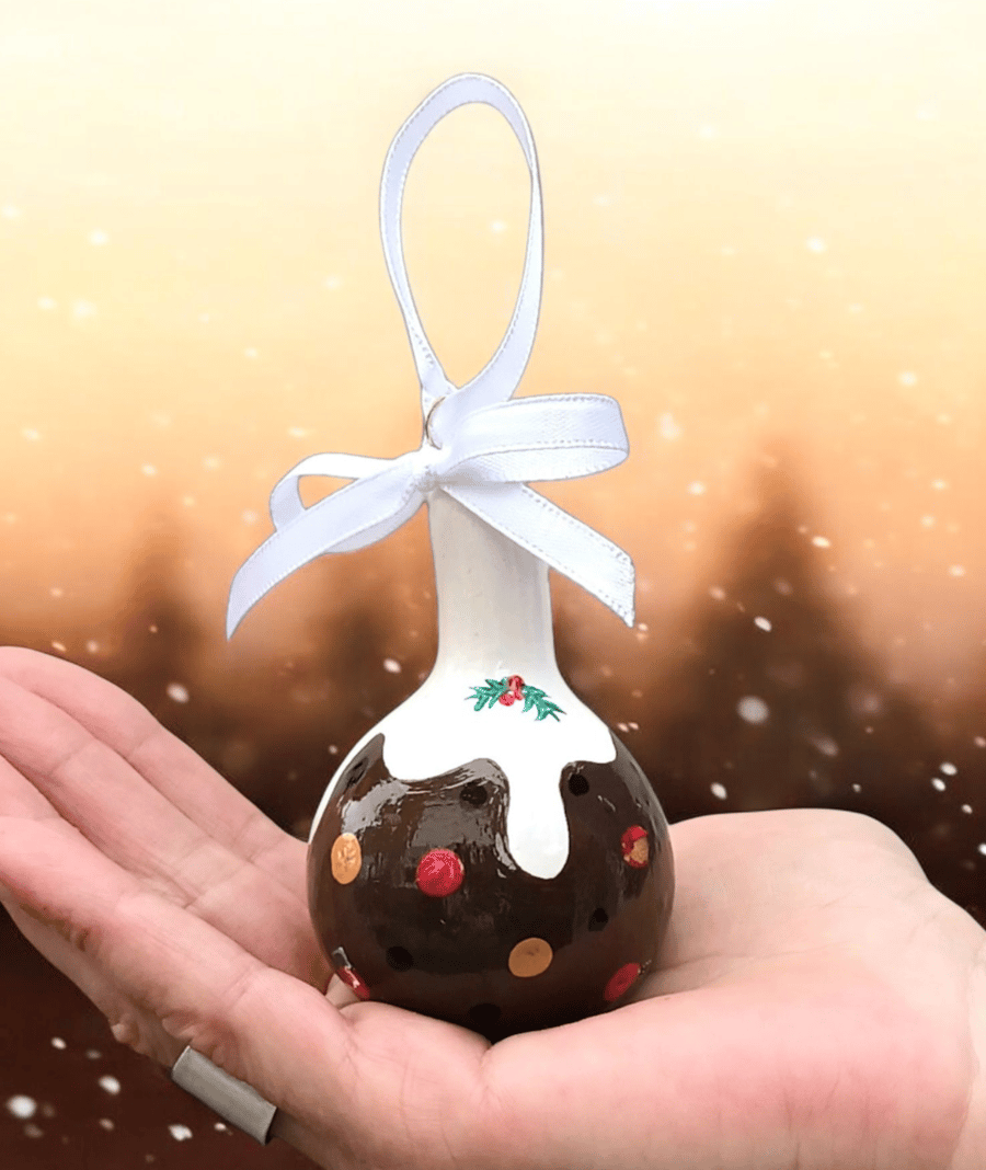 Christmas Pudding Gourdble - Plum Pudding Gourd Bauble