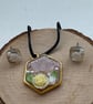 Handmade Resin Pendant Necklace & Rose Resin Stud Earrings Set