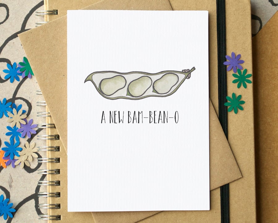 Funny "New Bam-bean-o" Baby Card