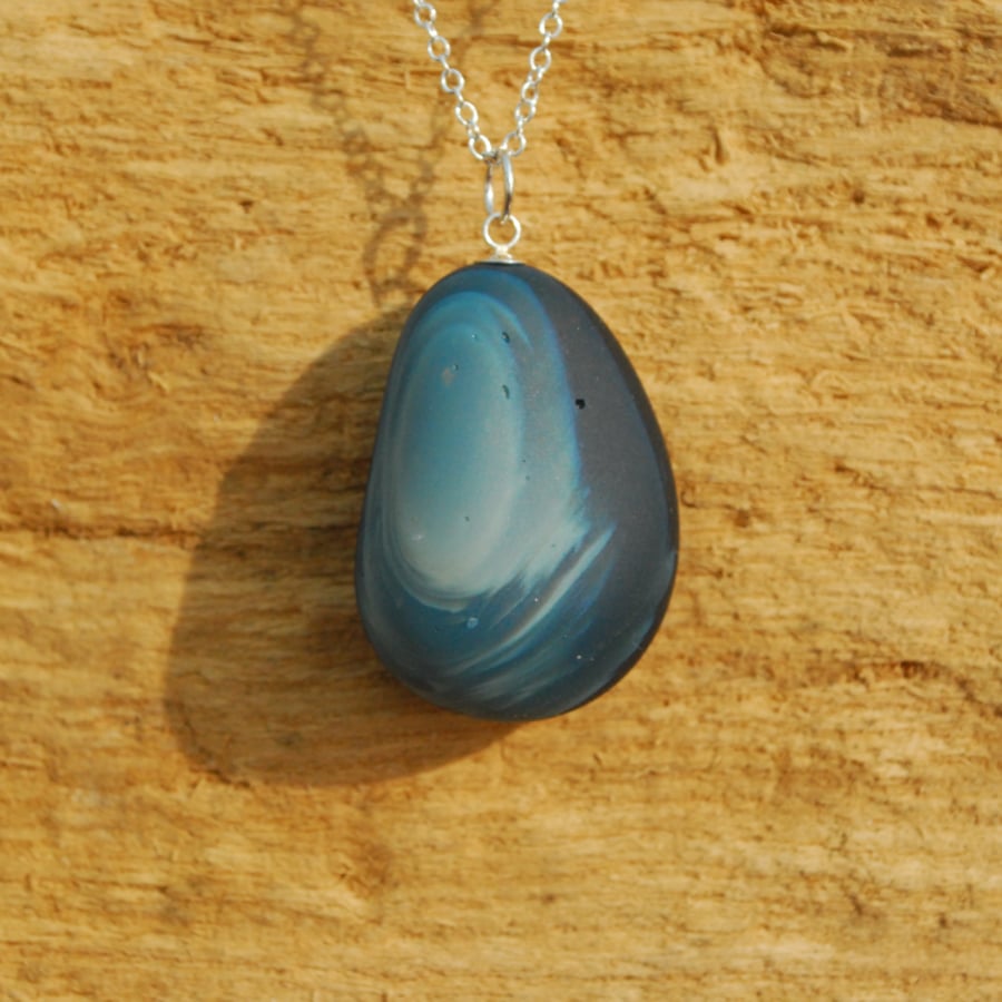 Galaxy beach glass pendant