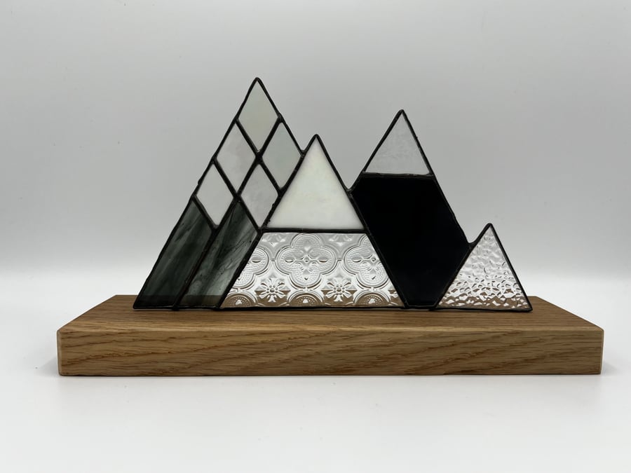 Stained Glass Mountains - black & clear contemporary window decoration 