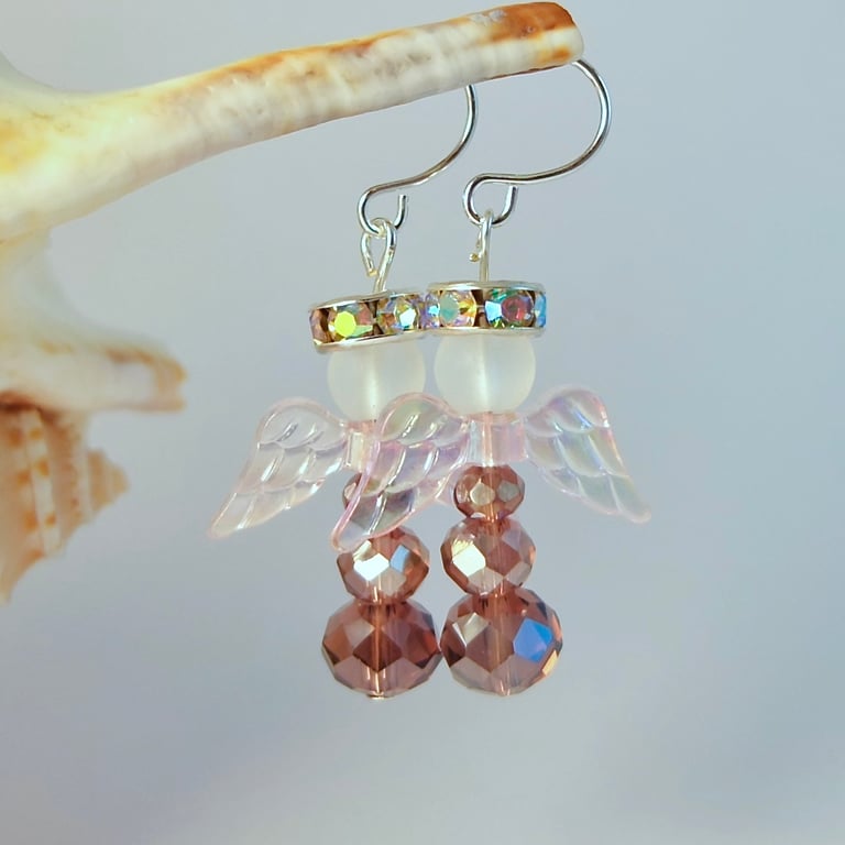 Christmas Angel Earrings, Silver Wires, Stocking Filler, Secret Santa Gifts