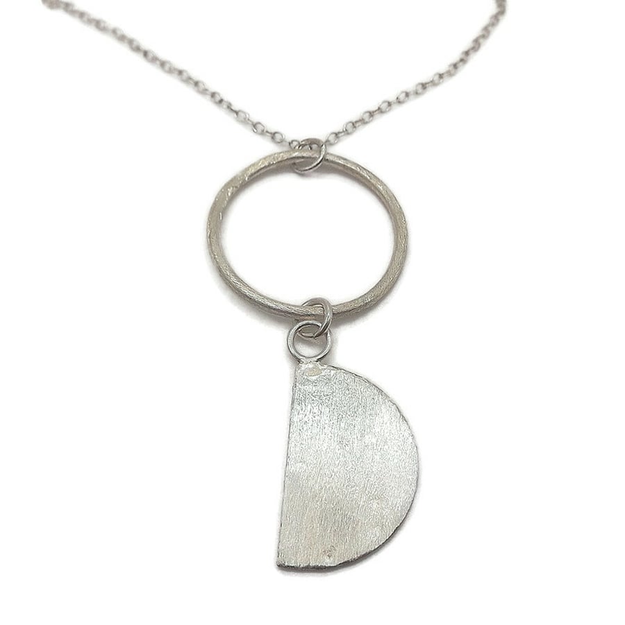 steling silver hoop silver semi circle handmade pendant
