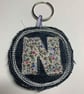 Upcycled denim key ring. Boho N - Image 1