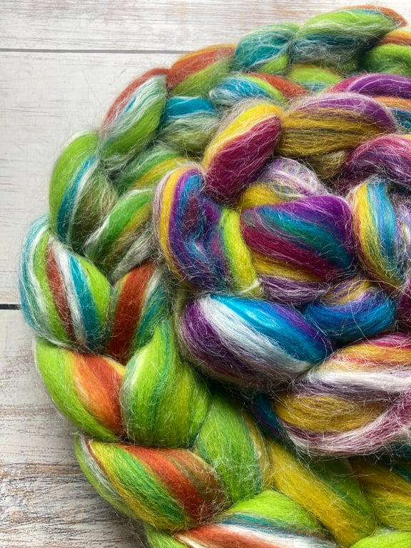 Merino and silk blend spinning fibre 120g