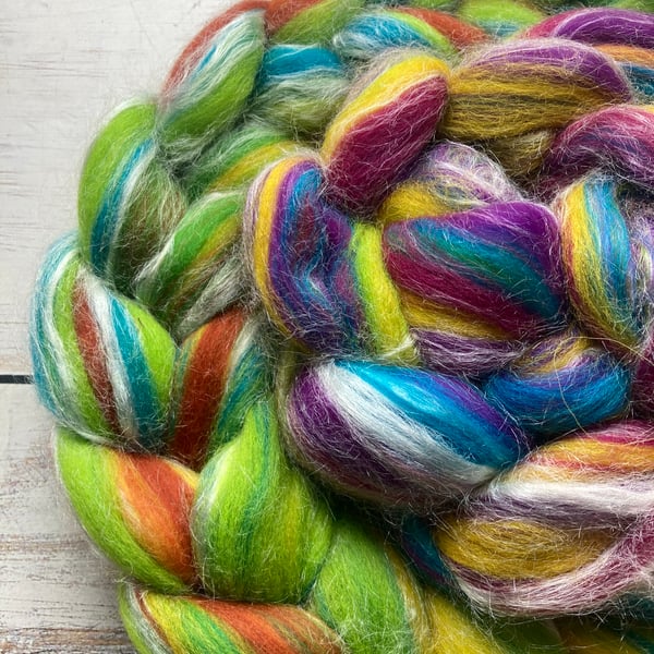 Merino and silk blend spinning fibre 120g