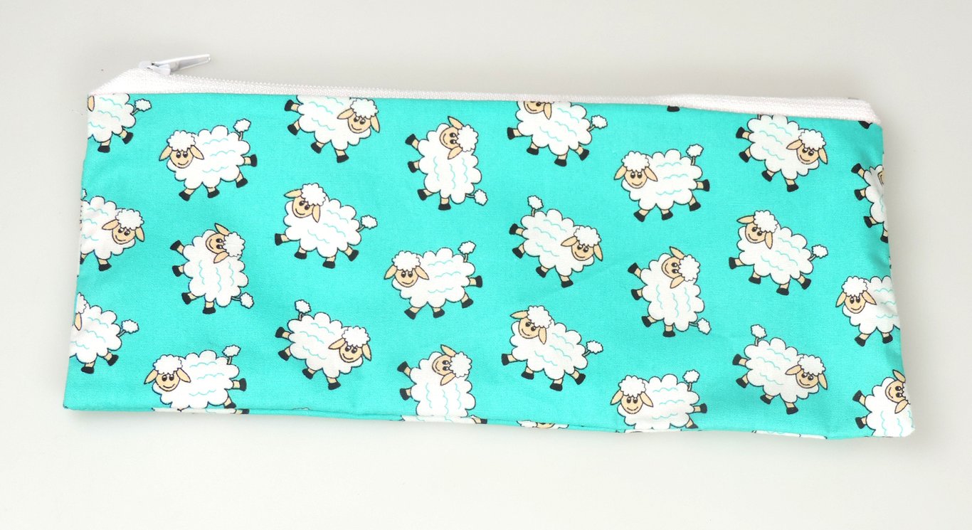 Kawaii Sheep Pattern zipped lined pencil case, Stationary, school, gift, 