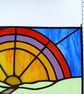 Handmade Stained Glass Rainbow & Sunset Landscape Panel - Image 4