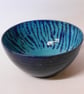 Bowl Turquoise and blue striped glazed Ceramic. - Image 3