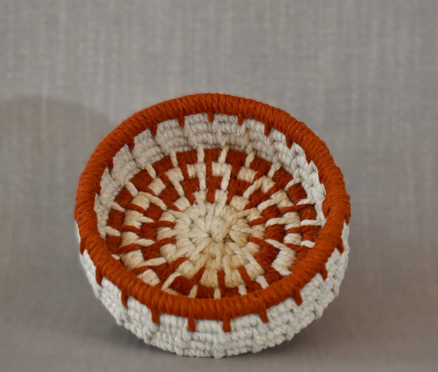 Rust & Off-white Cotton Cord Basket