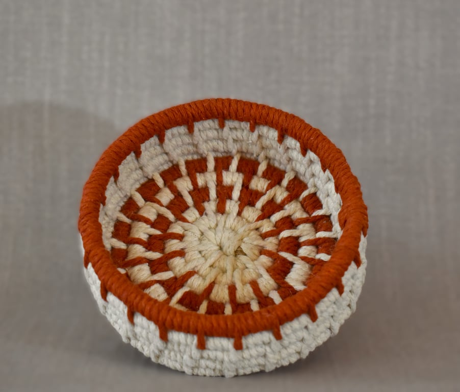 Rust & Off-white Cotton Cord Basket