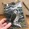 Osprey lino print greeting card