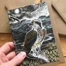 Osprey lino print greeting card