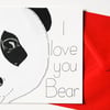 Valentine Panda card, Cute Anniversary card, I love you bear birthday card 