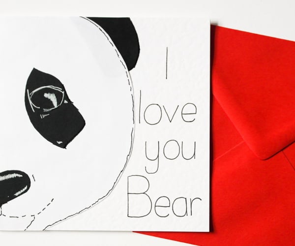 Valentine Panda Card, Cute Anniversary Card, I Love You Bear Birthday Card 