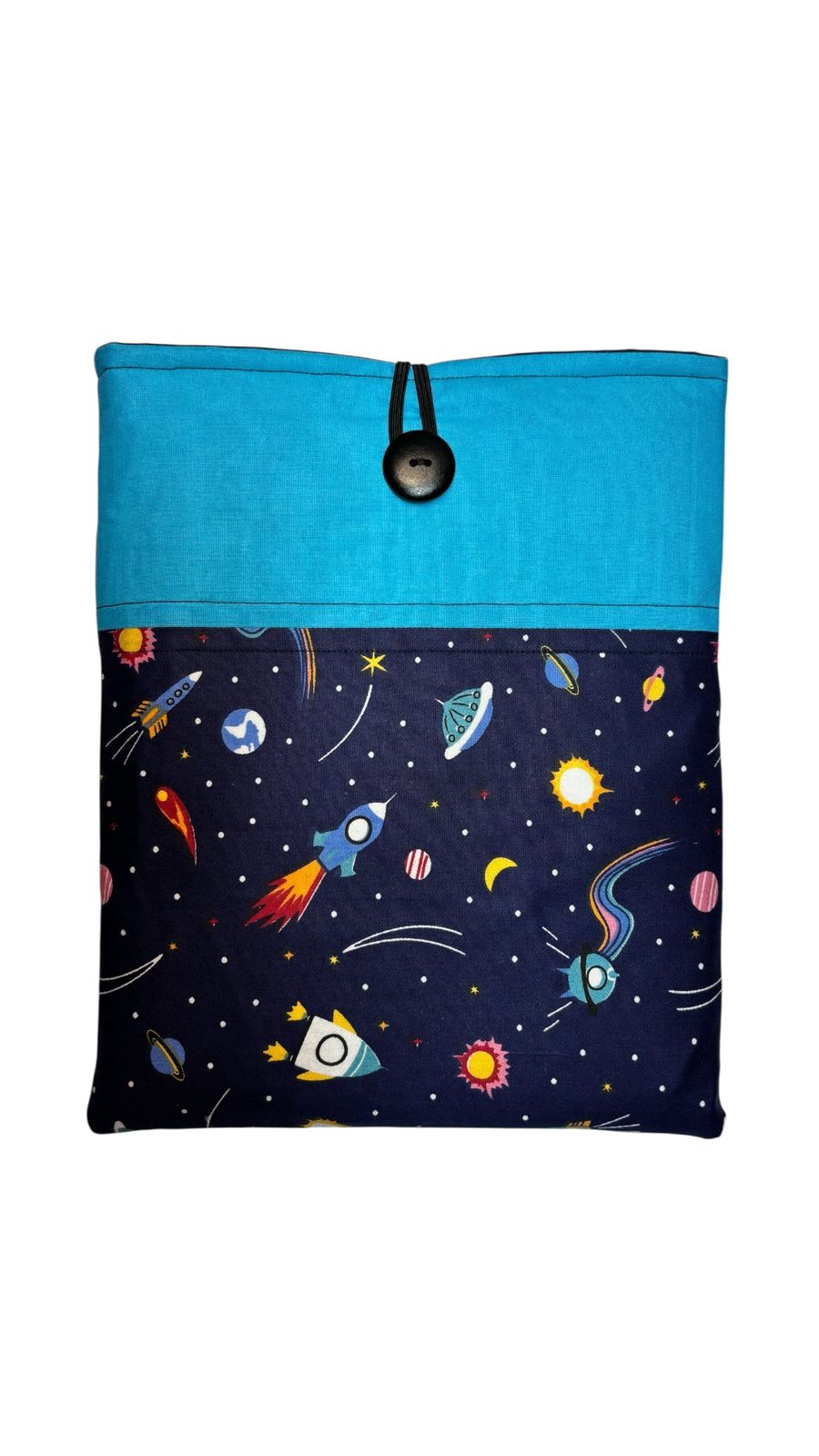 Space print iPad, book case