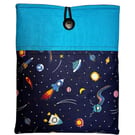 Space print iPad, book case