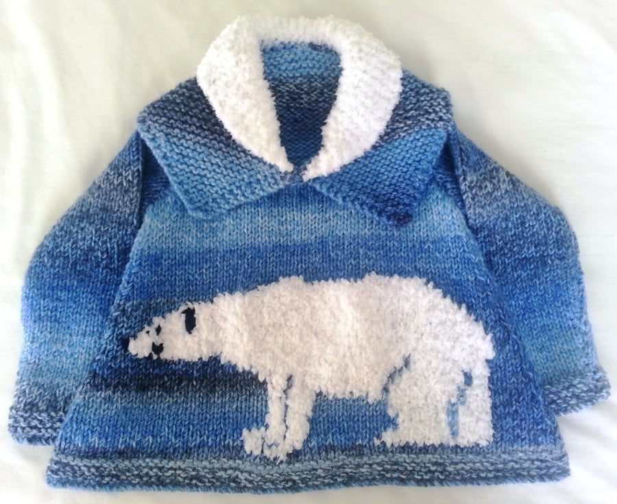 Polar Bear Sweater Knitting Pattern.  Digital Pattern