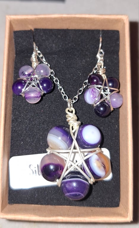Purple agate wire star set.