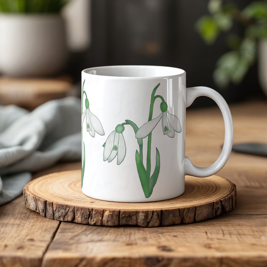 Snowdrops Mug, Spring Mug, Nature Inspired, Snowdrops, Art Mug, Spring Flowers