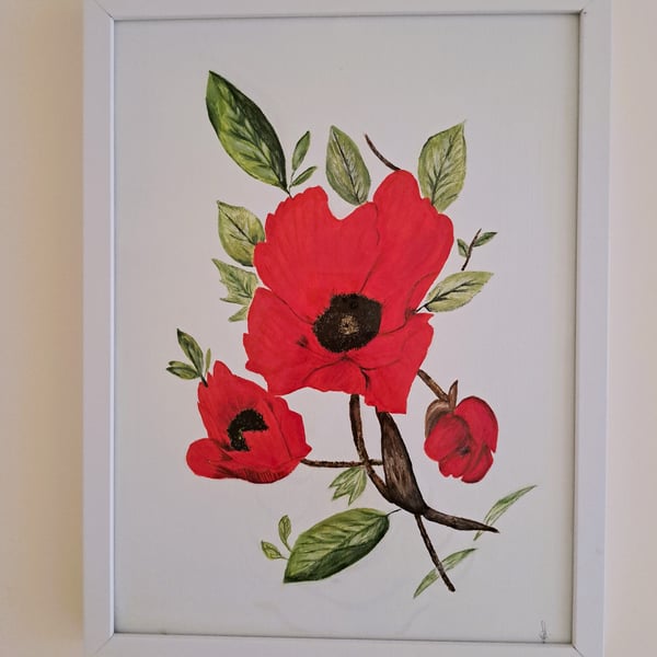 Original Acrylic Painting - Floral Paintings - "poppies"