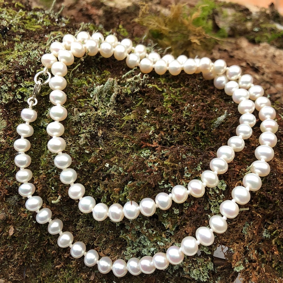 6-6.5mm white freshwater pearl necklace -00001056