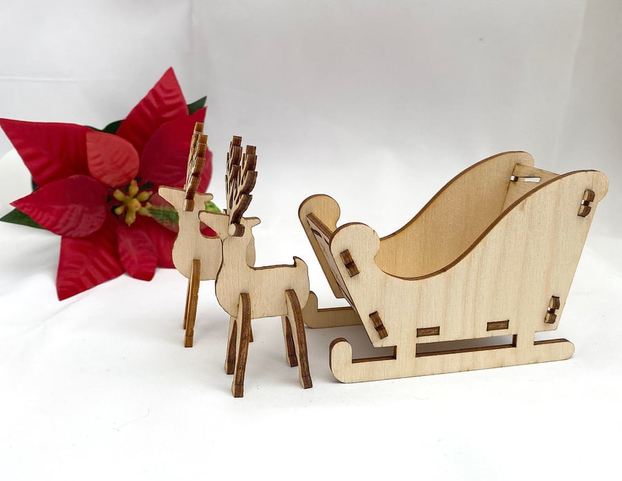 Santa Sleigh and Reindeer Decorations, DIY Crafts