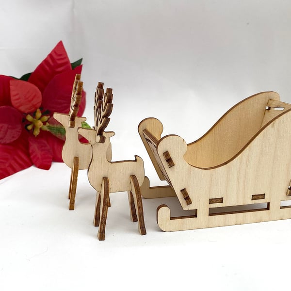 Santa Sleigh and Reindeer Decorations, DIY Crafts