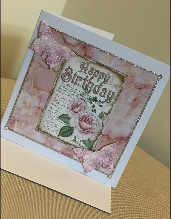 Handmade vintage flower card