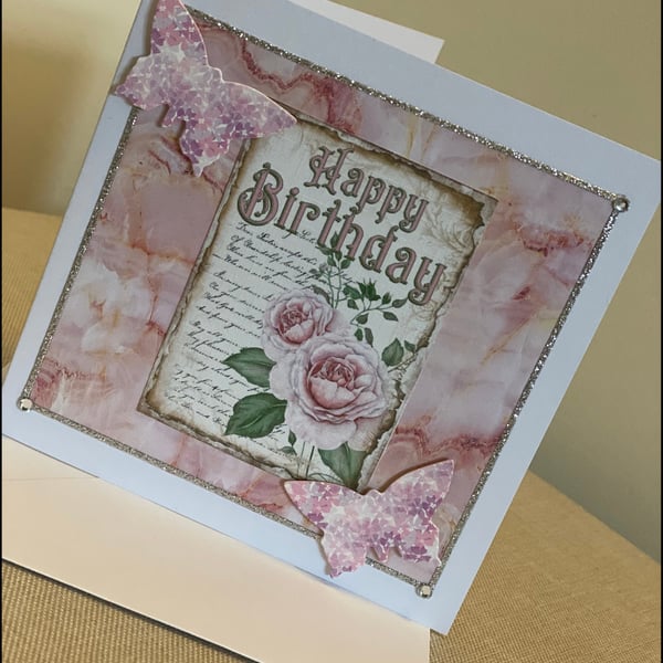 Handmade vintage flower card