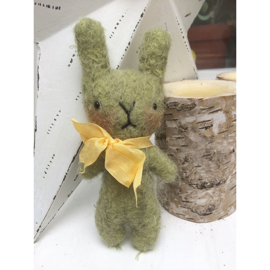 Sweet little Herbert green mohair Easter bunny rabbit