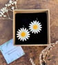 Handmade Ceramic Daisy Earrings, Foraged Dartmoor Clay, Stainless Steel, White Y - Image 2