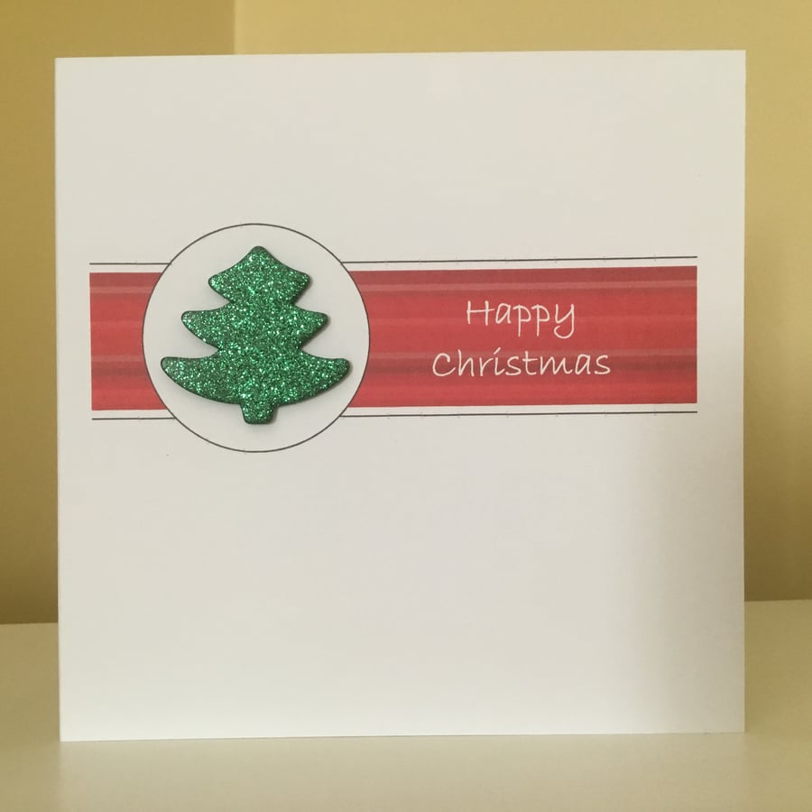 Wooden glitter Christmas tree card
