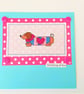 Daschund sausage dog 'Thinking of you' cross stitch card