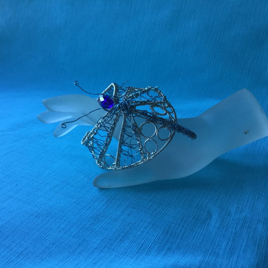 Christmas Gift Art Nouveau Style Silver and Blue Bangle
