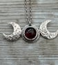 Triple Moon Pendant with Garnet
