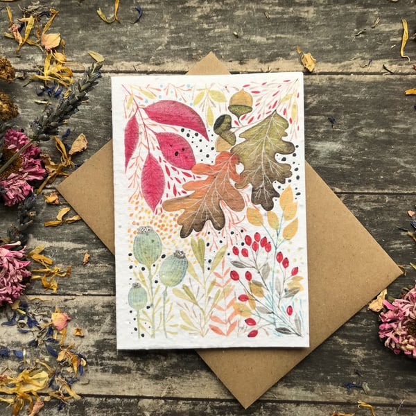Plantable Seed Paper Birthday Card, Floral Note Cards,Floral greeing cards