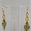 Golden Boho Drop Earrings – Artisan Glass & Gold Tone Free-Spirited Jewellery