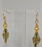 Golden Boho Drop Earrings – Artisan Glass & Gold Tone Free-Spirited Jewellery